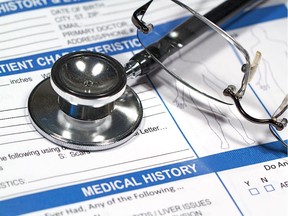 Close up of a Medical History form and a doctor's Stethoscope    DOWNLOADED Feb. 17,2015 for iPad   CREDIT: FOTOLIA