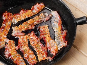 Cooked bacon rashers on a skillet. Selective focus   © bit24 - Fotolia.com   PUBLISHED: August 28, 2014 for A1 tease on Bacon Day