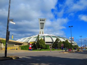 View of the Olympic Stadium with partly cloudy sky on Sunday  morning.