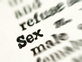 Extreme closeup on sex word in dictionary.
