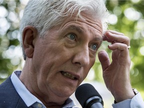 Bloc Québécois leader Gilles Duceppe responds to a question during a news conference Tuesday, September 8, 2015 in Montreal.