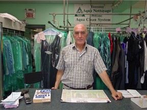 Ryad Khoury, 65,  at his Outremont dry cleaning business. "Here we are much more accepted than in Europe. In France I was told (by Syrians): "Don't speak Arabic (in public). Here nobody has ever said that to me. "