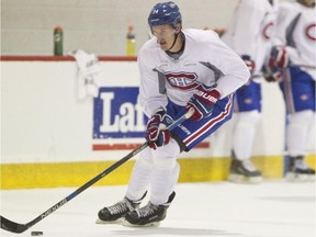Michael McCarron skates during the Canadiens' development camp at the team's training facility in Brossard on  July 5, 2015.