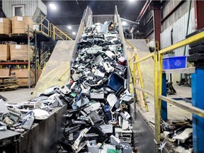 A view of some e-waste at the FCM plant in Lavaltrie.