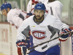 Angelo Miceli skates at the Montreal Canadiens development camp at the team's training facility in Brossard, south of Montreal, Sunday, July 5, 2015.