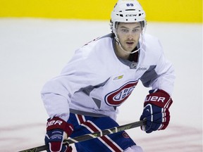 Defenceman Ryan Johnston takes part in  practice at the Canadiens rookie camp at the Bell Sports Complex in Brossard on Sept. 16, 2015.