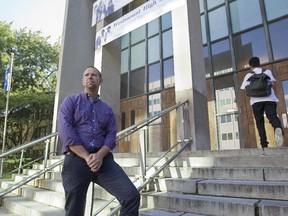 Westmount High School teacher Ryan Ruddick at the school in Westmount, Monday, Sept. 21, 2015. He and other teachers have decided to work to rule as part of negotiation tactics during contract talks with the goverment.