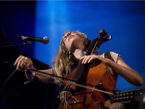 Cellist Rebecca Foon performed and accompanied throughout Sunday night's Pathway to Paris concert at the Rialto Theatre as part of the Pop Montreal Festival.