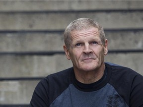 Montreal Canadiens alumnus Chris Nilan speaks to the fans on his view of fighting in today's NHL prior to the start of today's charity event, the Red White Scrimmage.