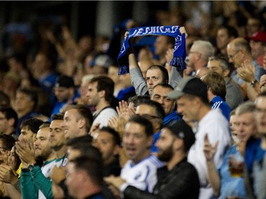 Montreal Impact fans cheer as the Impact play the Chicago Fire during MLS action at Saputo Stadium in Montreal on Wednesday September 23, 2015.