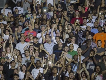 Fans respond to hip-hop artist J. Cole's performance at the Bell Centre in Montreal Friday, September 4, 2015. His most recent studio album is 2014 Forest Hills Drive.
