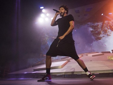 Hip-hop artist J. Cole performs at the Bell Centre in Montreal Friday, September 4, 2015. His most recent studio album is 2014 Forest Hills Drive.