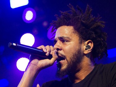 Rapper J. Cole in performance at the Bell Centre in Montreal Friday, September 4, 2015. His most recent studio album is 2014 Forest Hills Drive.