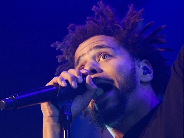 Rapper J. Cole in performance at the Bell Centre in Montreal Friday, September 4, 2015. His most recent studio album is 2014 Forest Hills Drive.