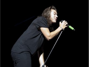 Harry Styles and the rest of the band One Direction perform at the Olympic Stadium in Montreal on Saturday September 5, 2015.