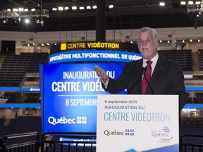 Quebec Premier Philippe Couillard at the opening ceremony of the Centre Videotron Tuesday, September 8, 2015 in Quebec City. Quebec City is seeking the comeback of the NHL with the inauguration of the new NHL size arena.
