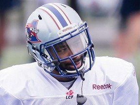 Chris Rainey takes part in the Montreal Alouettes training camp on May 31, 2015.