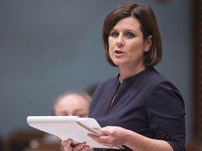 Quebec Justice Minister Stéphanie Vallée tables legislation, Wednesday, June 10, 2015 at the legislature in Quebec City. Bill 62, on religious neutrality as well as accommodations, is to go before a National Assembly committee this fall.