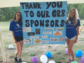 Justine Soles, with Taylor Lafave, left:  "We decided that, as 18-year-old girls, we should start our own fundraiser for a cause meaningful to us."