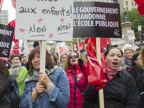 French-language public school teachers demonstrate in Montreal.