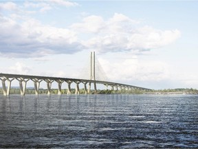 The design for the proposed new Champlain Bridge is shown in an artist's rendering, released on Saturday May 31, 2014, in Montreal.