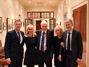 Canadiens chief surgeon David Mulder with his wife and three children at the Mount Royal Club on Oct. 18, 2015. From left: son John Mulder; daughter Liz Monaghan; Dr. David Mulder and his wife, Norma; son Scott Mulder.