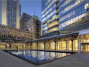 A view of the Deloitte Tower courtyard in downtown Montreal.