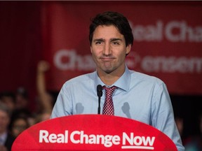 Prime-minister-elect Justin Trudeau speaks at a victory rally in Ottawa on October 20, 2015.