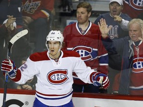 Canadiens' Dale Weise scored his first career hat-trick Friday night against the Flames in Calgary.
