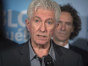 Bloc Québécois Leader Gilles Duceppe speaks to media in Montreal, Wednesday, Oct. 7.