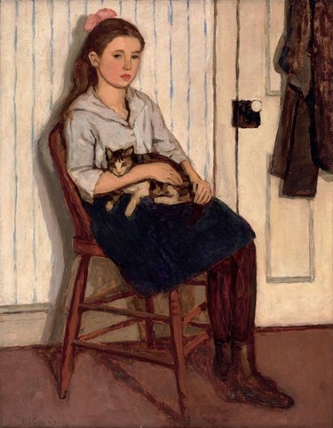 Girl and Cat, 1920 oil on canvas, by Emily Coonan (1885-1971).