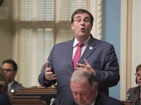 Quebec Education Minister François Blais responds to the Opposition during question period Wednesday, October 21, 2015 at the legislature in Quebec City.