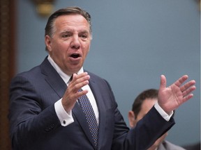 Quebec Second Opposition Leader François Legault during question period Oct. 21, 2015, in Quebec City.