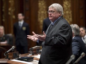 Quebec Health Minister Gaetan Barrette at the legislature in Quebec City.