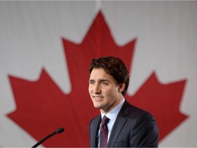 Justin Trudeau at the Liberal party's campaign headquarters in Montreal the night of the election.