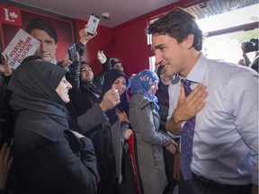 The latest polls suggest Liberal Leader Justin Trudeau has the support of 52.9 per cent of Papineau voters versus just 18 per cent for his NDP opponent, Anne Lagacé Dowson.