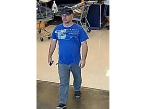 Suspect wanted in connection with theft of power tools from Rona hardware store on Don Quichotte Blvd. Sept. 20, 2015. PHOTO COURTESY OF THE SÛRETÉ DU QUÉBEC.