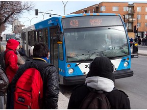 The STM 439 express bus arrives at stop to pick-up passengers, at the corner of Beaubien and Pie-IX. The $300-million bus-rapid-transit system planned for Pie-IX has been delayed again, this time until 2022.