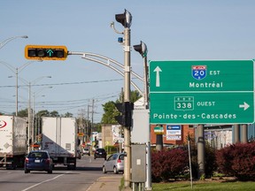 Vaudreuil-Dorion plans to overhaul this stretch of Harwood Blvd. in the old Dorion sector. The road, controlled by traffic lights is actually part of Highway 20. (Dario Ayala / Montreal Gazette)