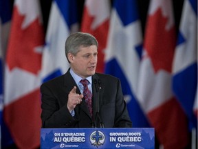 Prime Minister Stephen Harper speaks to a Conservative party fundraiser in Montreal Wednesday May 20 2009.