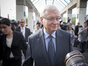Former Laval mayor Gilles Vaillancourt leaves the courthouse after addressing media on May 9, 2013, the day he was arrested.