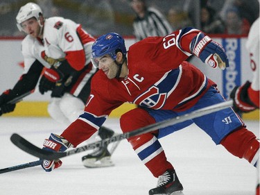 Montreal Canadiens Max Pacioretty reaches for the puck on the forecheck against the Ottawa Senators during a National Hockey League pre-season game in Montreal Thursday October 1, 2015.