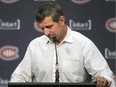 Montreal Canadiens general manager Marc Bergevin speaks to the media about at the team's training facility in Brossard, outside Montreal Monday October 05, 2015.