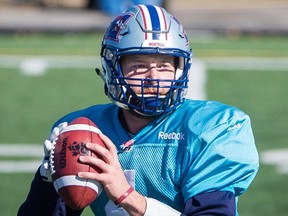 Alouettes quarterback Tanner Marsh takes part in a team practice on Saturday, October 10, 2015.