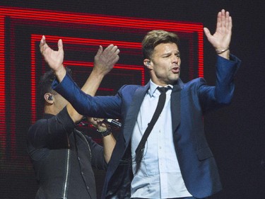 Latin pop singer Ricky Martin performs at the Bell Centre Wednesday, October 14, 2015 in Montreal.