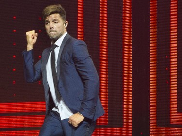 Latin pop singer Ricky Martin performs at the Bell Centre Wednesday, October 14, 2015 in Montreal.