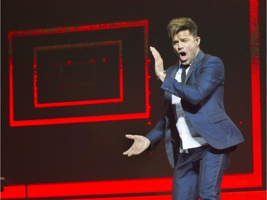 Latin pop singer Ricky Martin performs at the Bell Centre Wednesday, October 14, 2015 in Montreal. The 43-year old is a native of Puerto Rico.