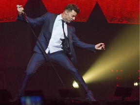 Latin pop singer Ricky Martin performs at the Bell Centre Wednesday, October 14, 2015 in Montreal.