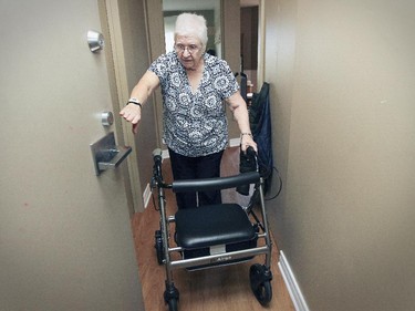 MONTREAL, QUE.: October 15, 2015 -- Agathe Moses, 79, in her Cote St-Paul home in a subsidized seniors apartment building in Montreal Thursday October 15, 2015. (John Mahoney / MONTREAL GAZETTE)