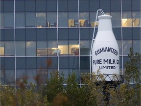 A restored Guaranteed Pure Milk Co. Limited bottle in Montreal. (THE GAZETTE/John Kenney)